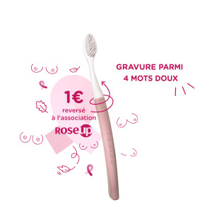 Manche rose Édith gravé d'un message positif avec ses 2 recharges de tête