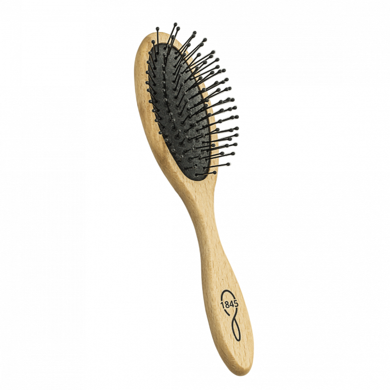 Brosse petit modèle 1845 vue de profil - Hêtre rouge et caoutchouc naturel - 5,8x20,5x3,7cm