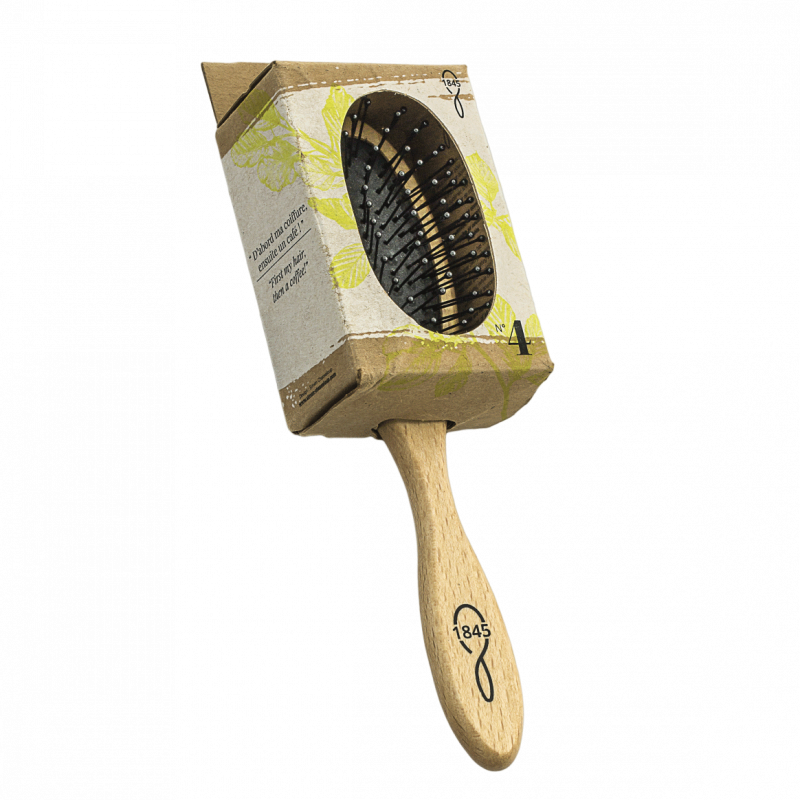 Brosse à cheveux petit modèle 1845 dans son emballage carton compostable - Encres végétales - Fabrication française